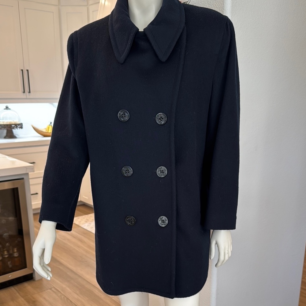 Vintage John Weitz / Forstmann Navy Blue  Double-Breasted Women's Coat